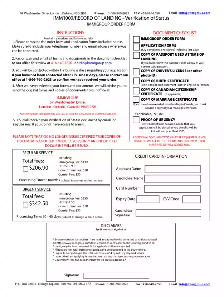 2020 canada immigration document Preview on Page 1