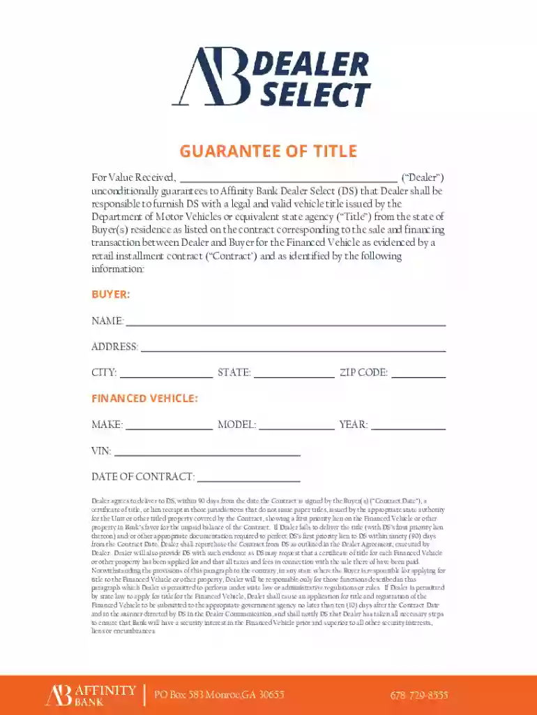 Guarantee Of Title Form - Fill Out and Sign Printable PDF Preview on Page 1