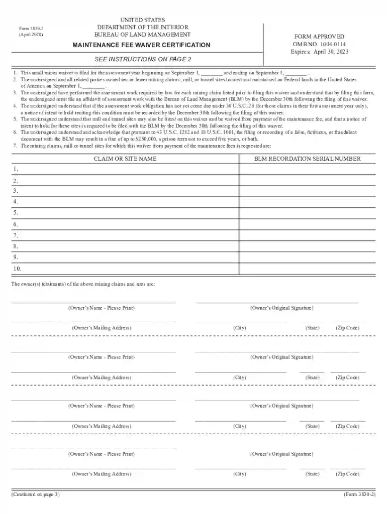 blm form 3830 2 Preview on Page 1