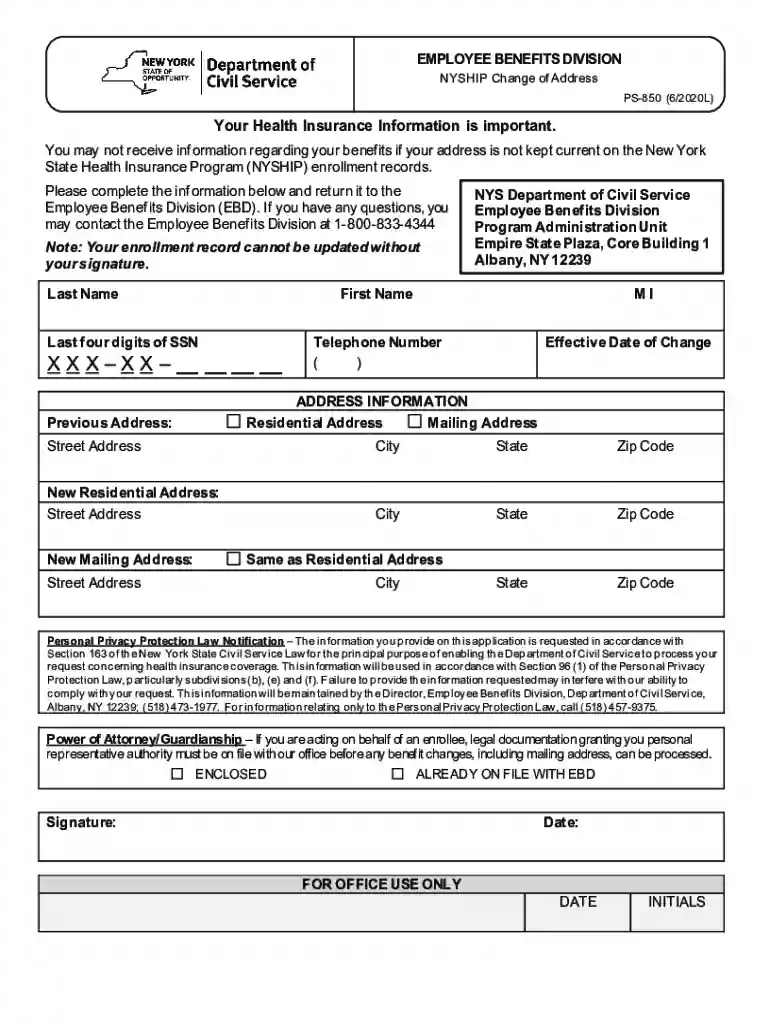 nys civil service form ps 850 Preview on Page 1