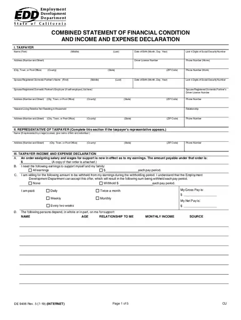 california expense declaration Preview on Page 1