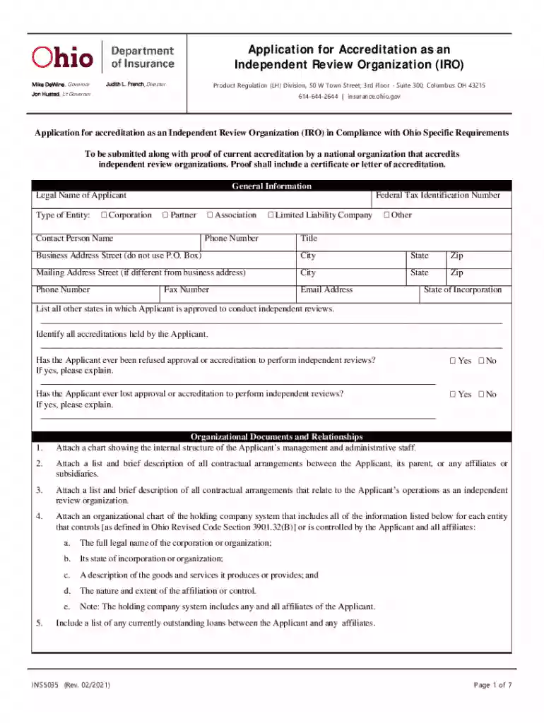 ohio insurance form Preview on Page 1