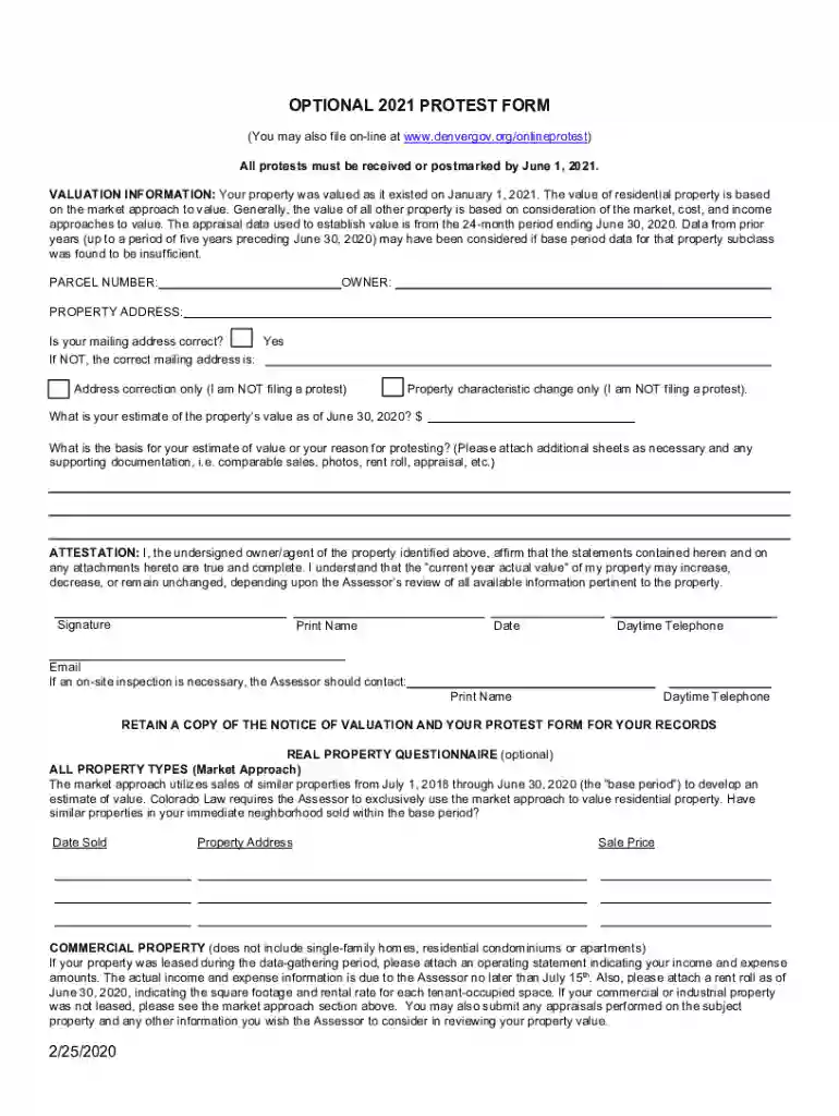 Assessor's Office Forms - City and County of Denver Preview on Page 1