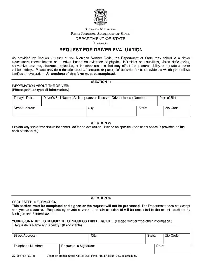 michigan driver assessment reexamination process Preview on Page 1