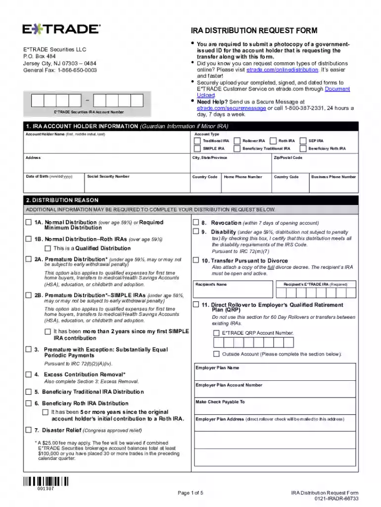 etrade ira withdrawal form Preview on Page 1