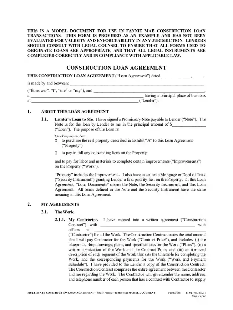 form construction agreement Preview on Page 1