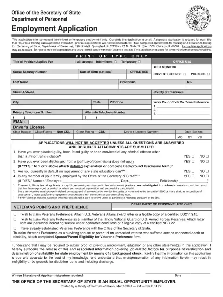 state of illinois job application Preview on Page 1