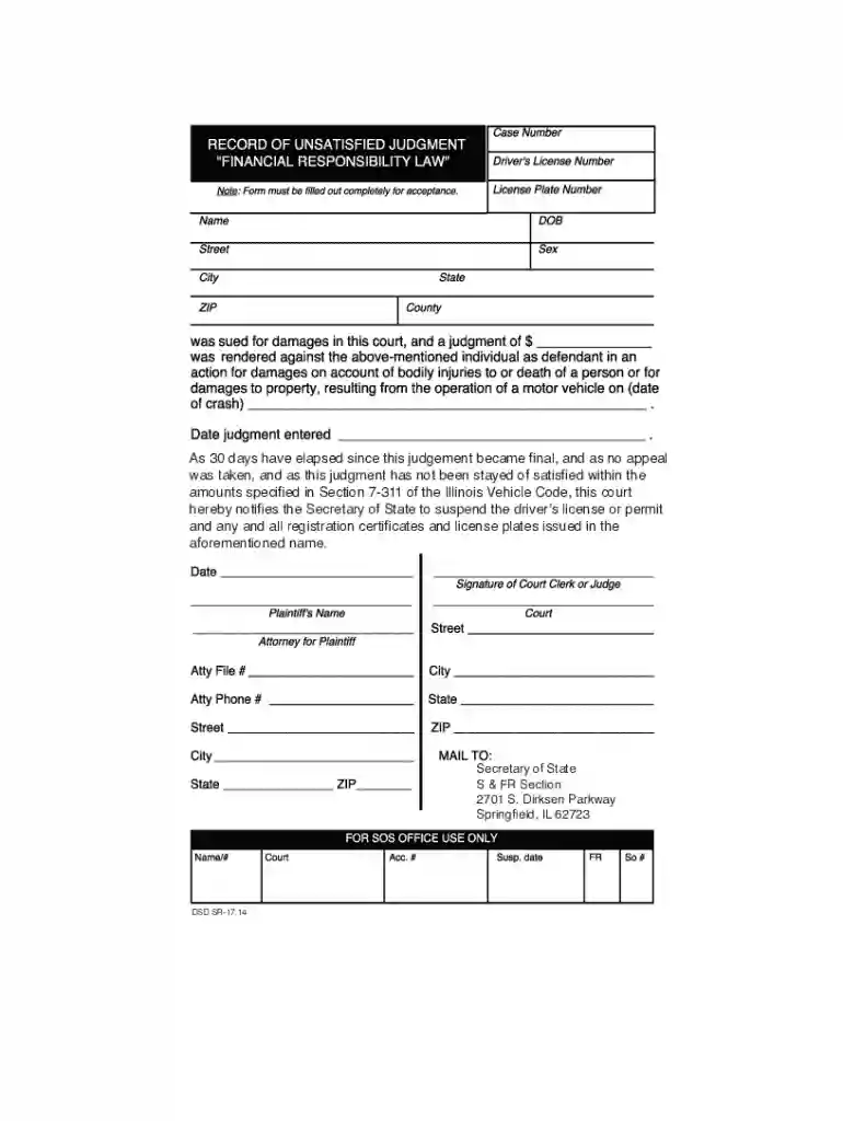 Illinois Unsatisfied Judgment Form Preview on Page 1