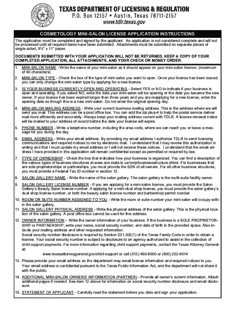 tdlr salon requirements pdf Preview on Page 1