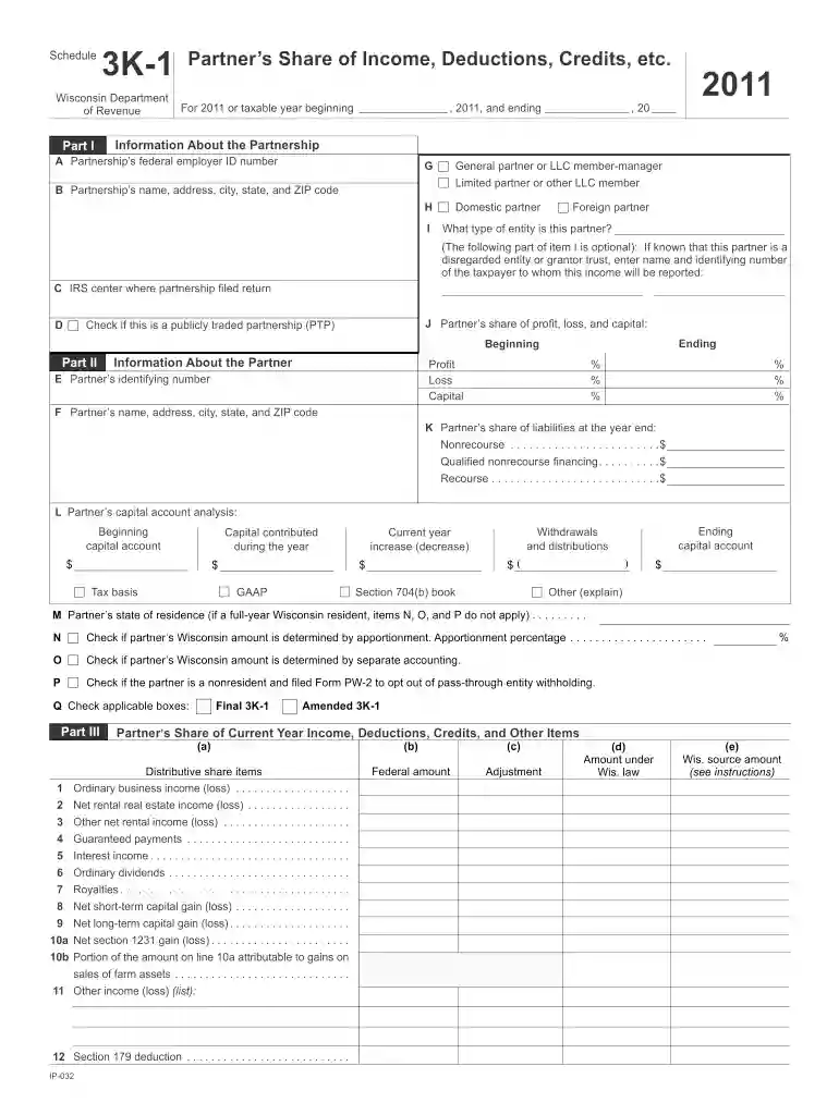 wis dept revenue partnership form1065 2011 Preview on Page 1