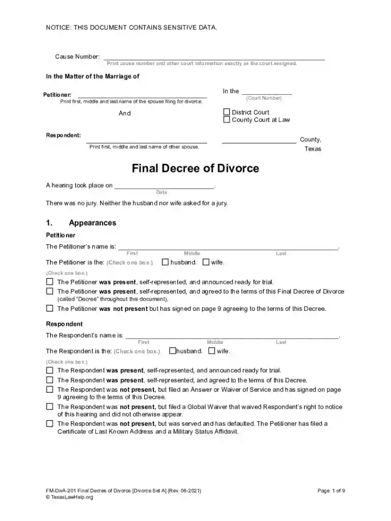 final divorce decree texas pdf Preview on Page 1