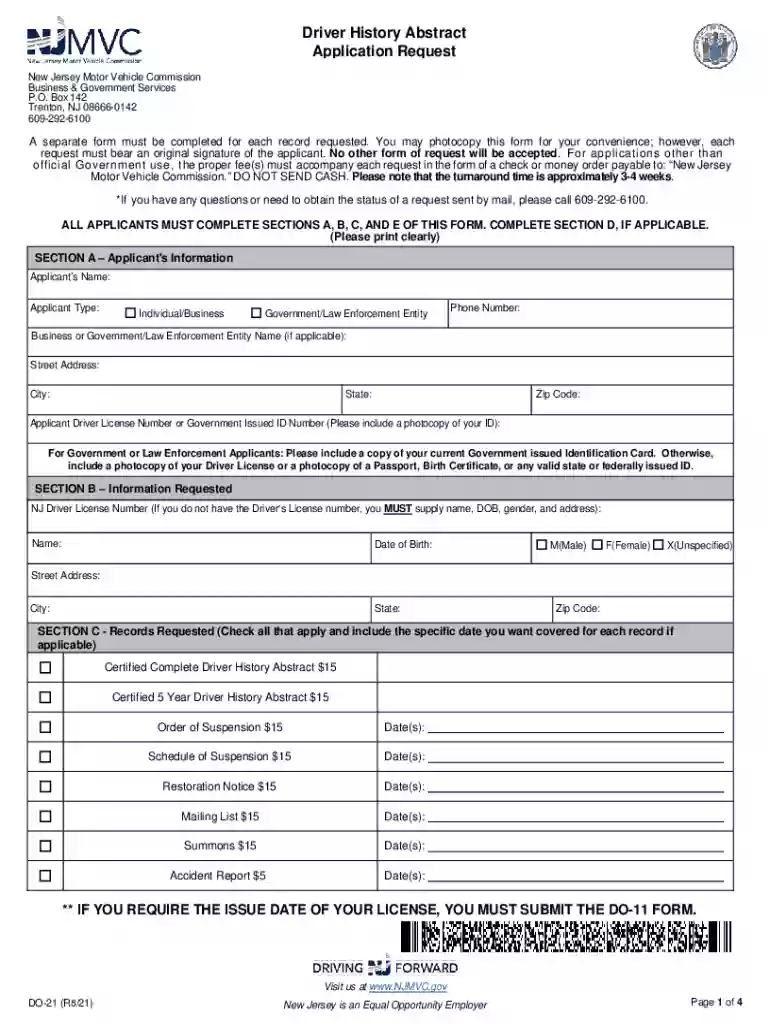 free driver abstract nj Preview on Page 1
