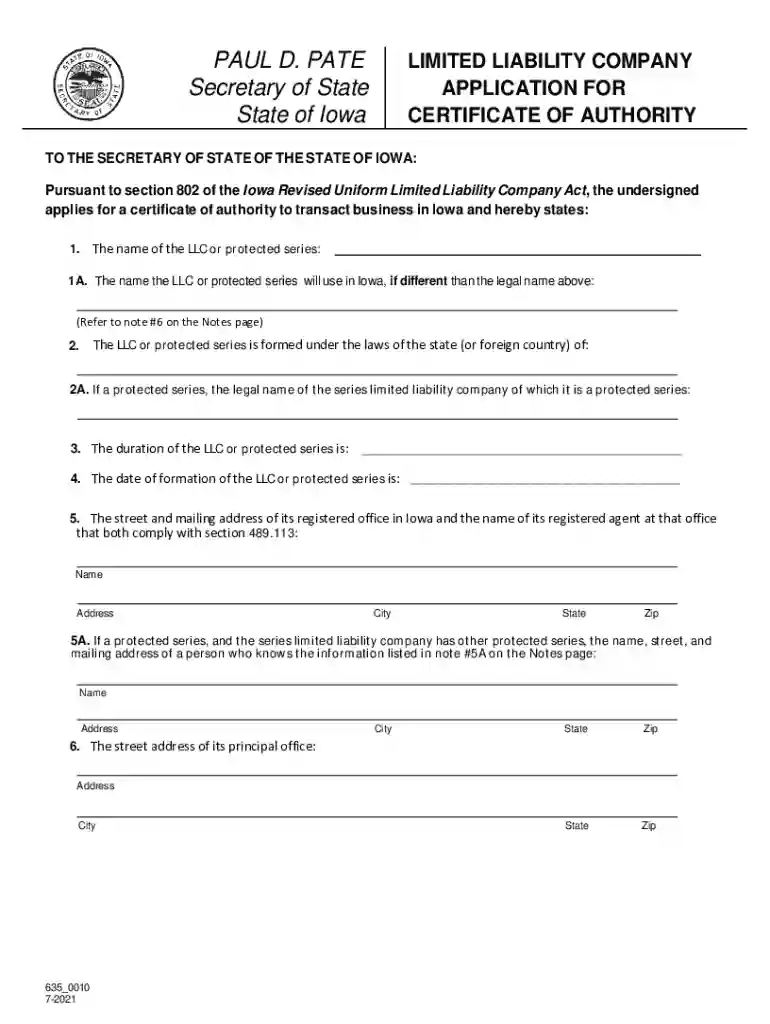 PAUL D PATE APPLICATION FOR AMENDED Secretary Of State ... Preview on Page 1