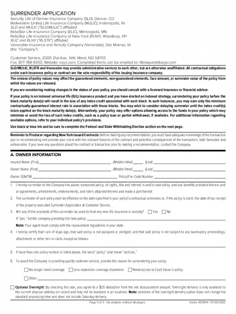 venerable annuity withdrawal forms Preview on Page 1