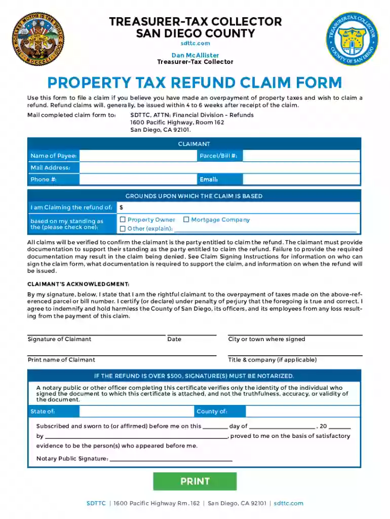 property refund claim Preview on Page 1