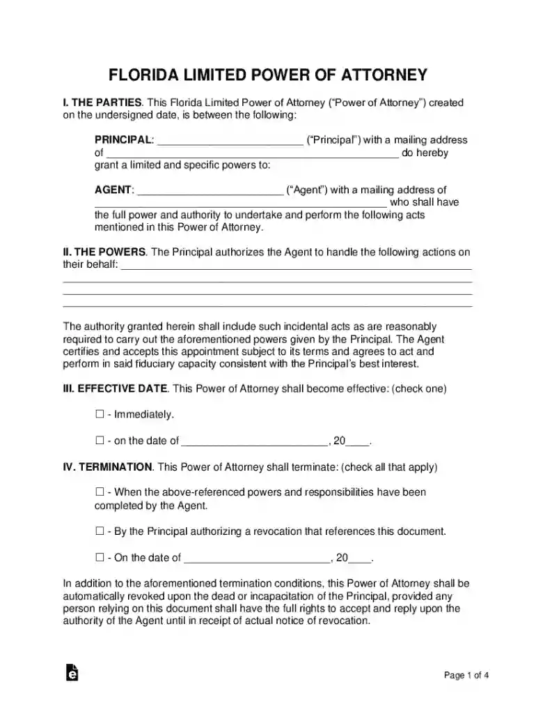 free durable power of attorney form florida Preview on Page 1