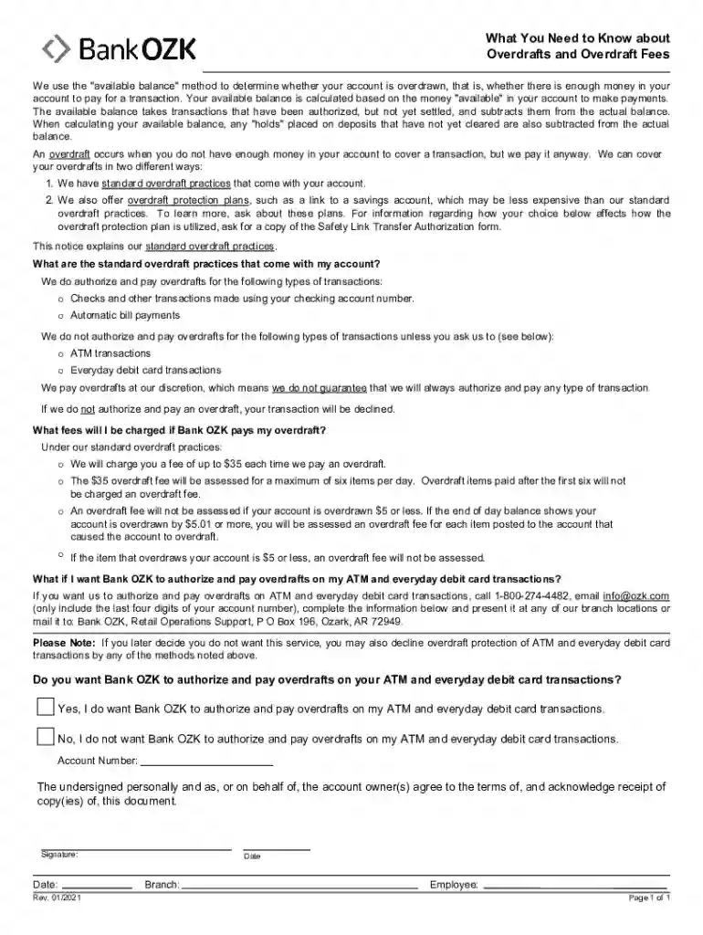 bank ozk overdraft Preview on Page 1