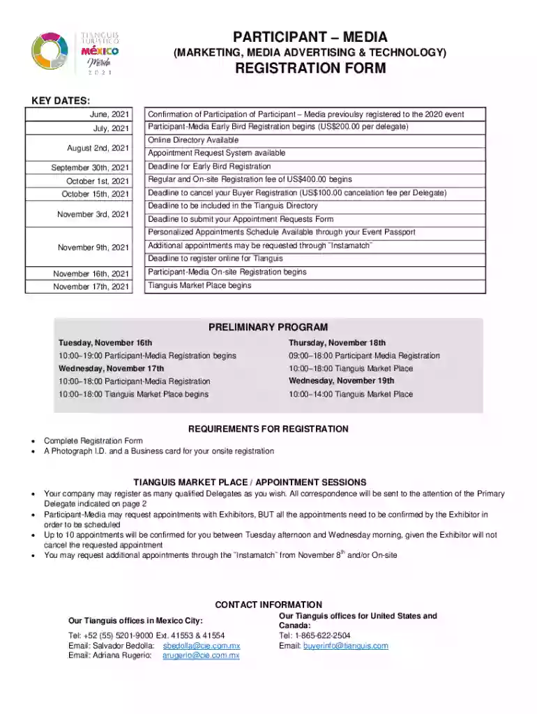(MARKETING, MEDIA ADVERTISING & TECHNOLOGY) REGISTRATION FORM Preview on Page 1
