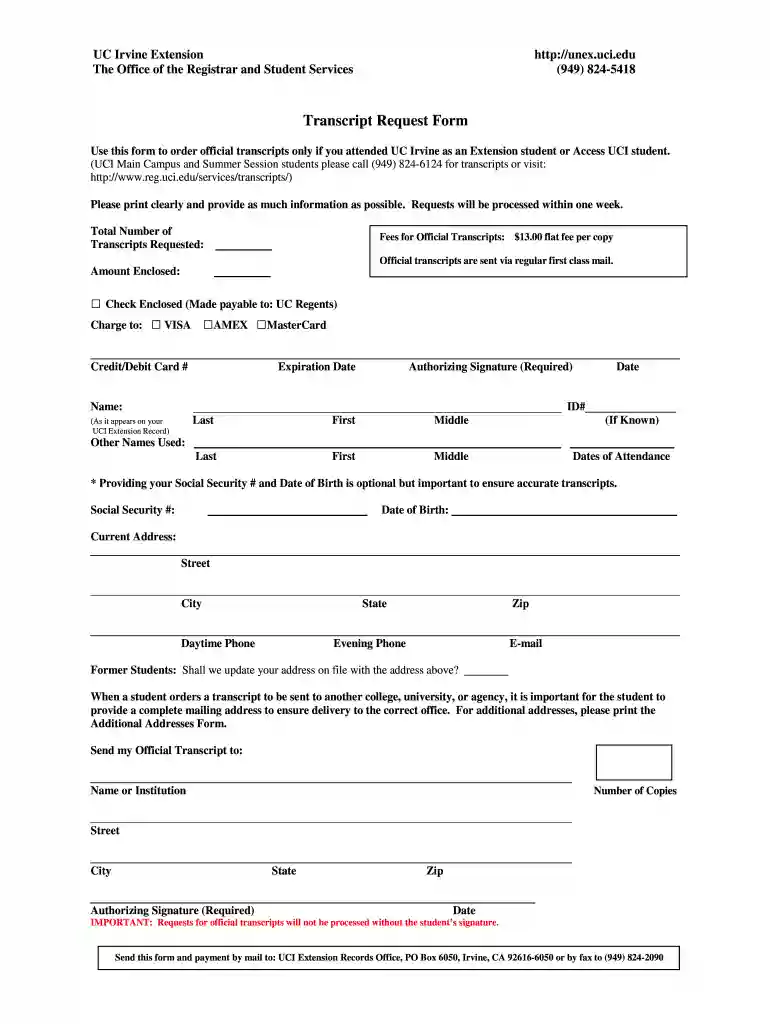 uci unofficial transcript Preview on Page 1