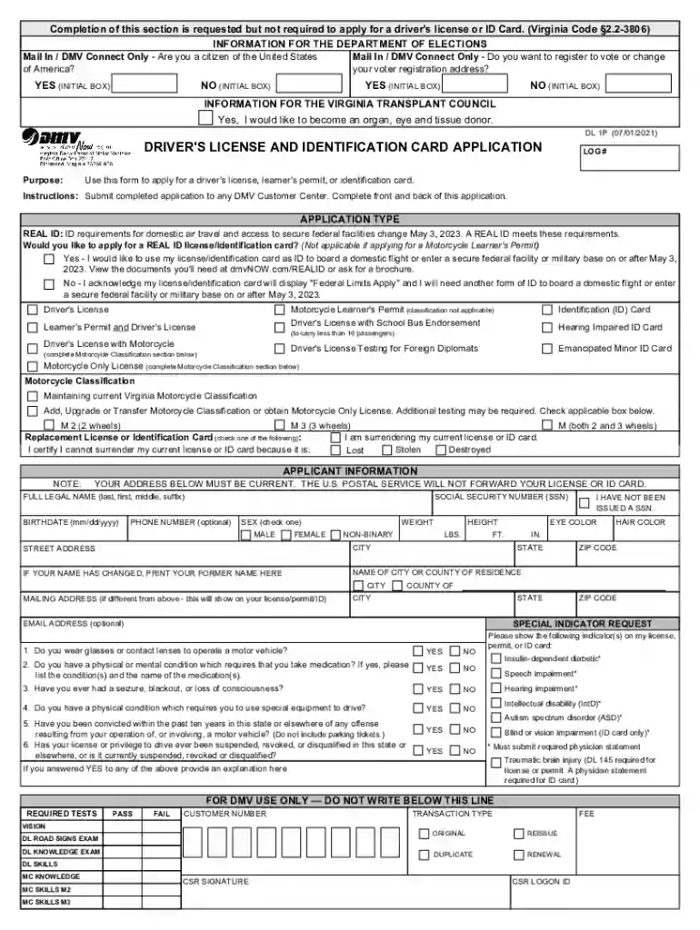 virginia dmv forms Preview on Page 1