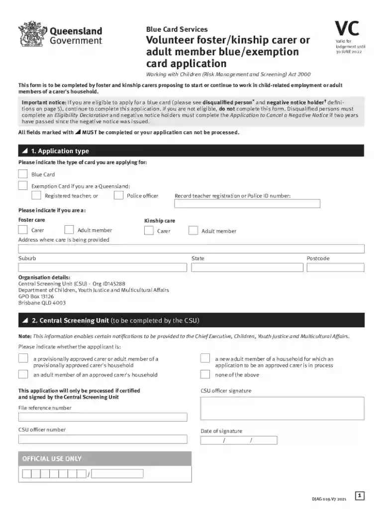foster carer blue card Preview on Page 1