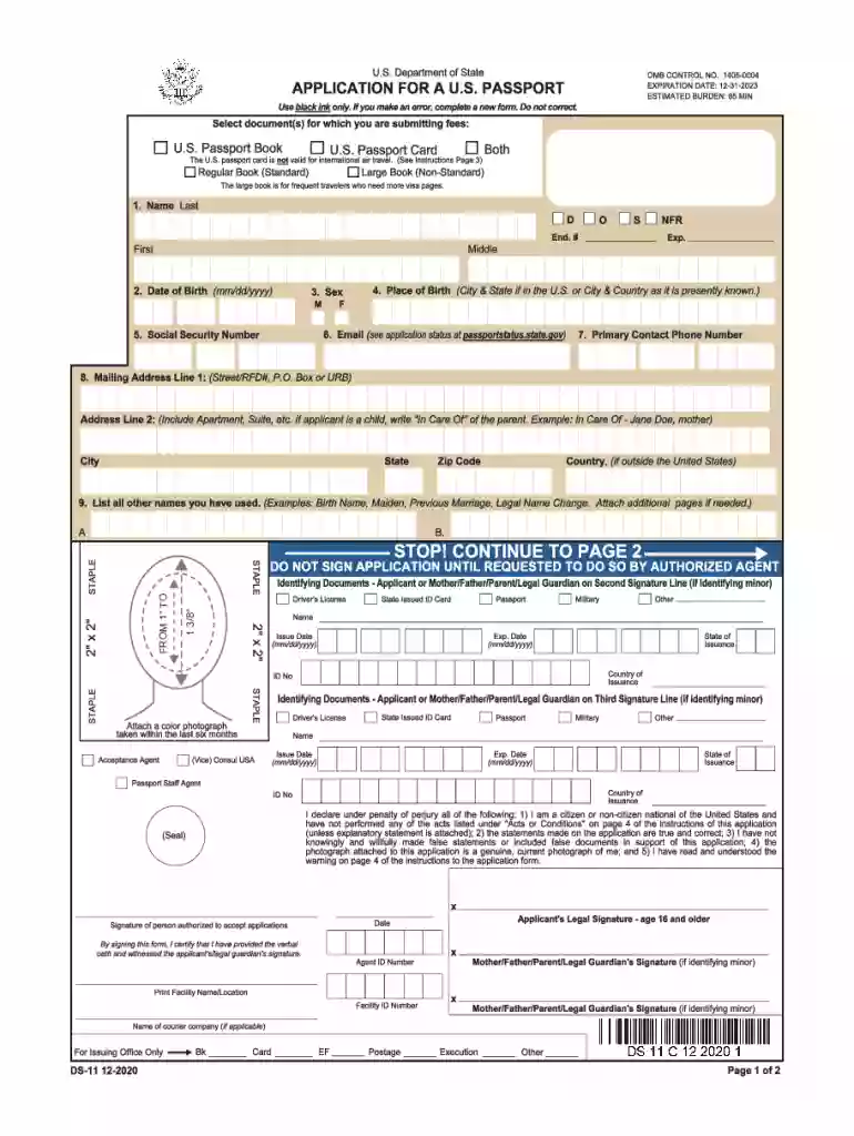 passport application form 2024 Preview on Page 1