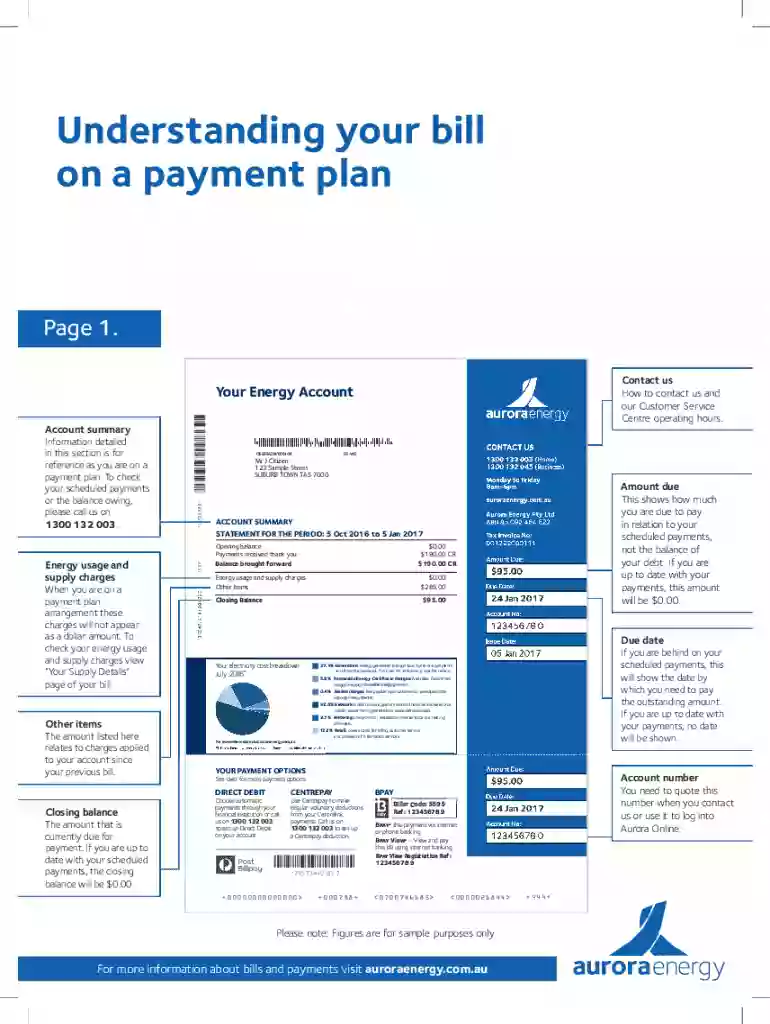 Energy Bill Payment Plan Statement Preview on Page 1