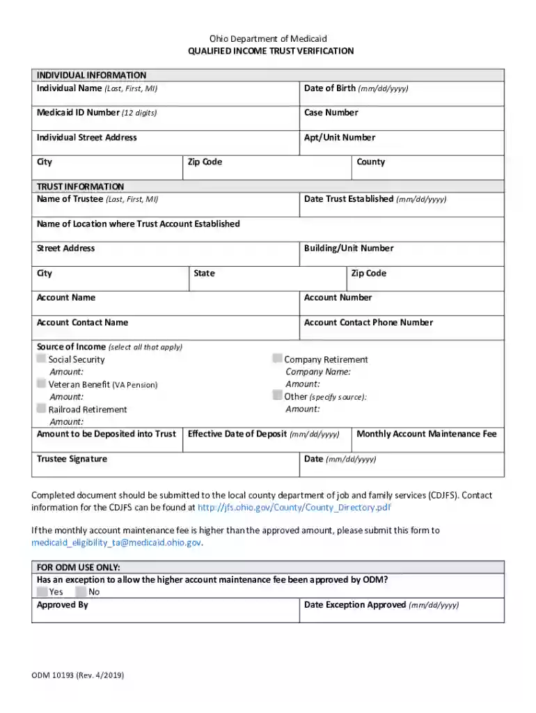 qualified income trust form Preview on Page 1