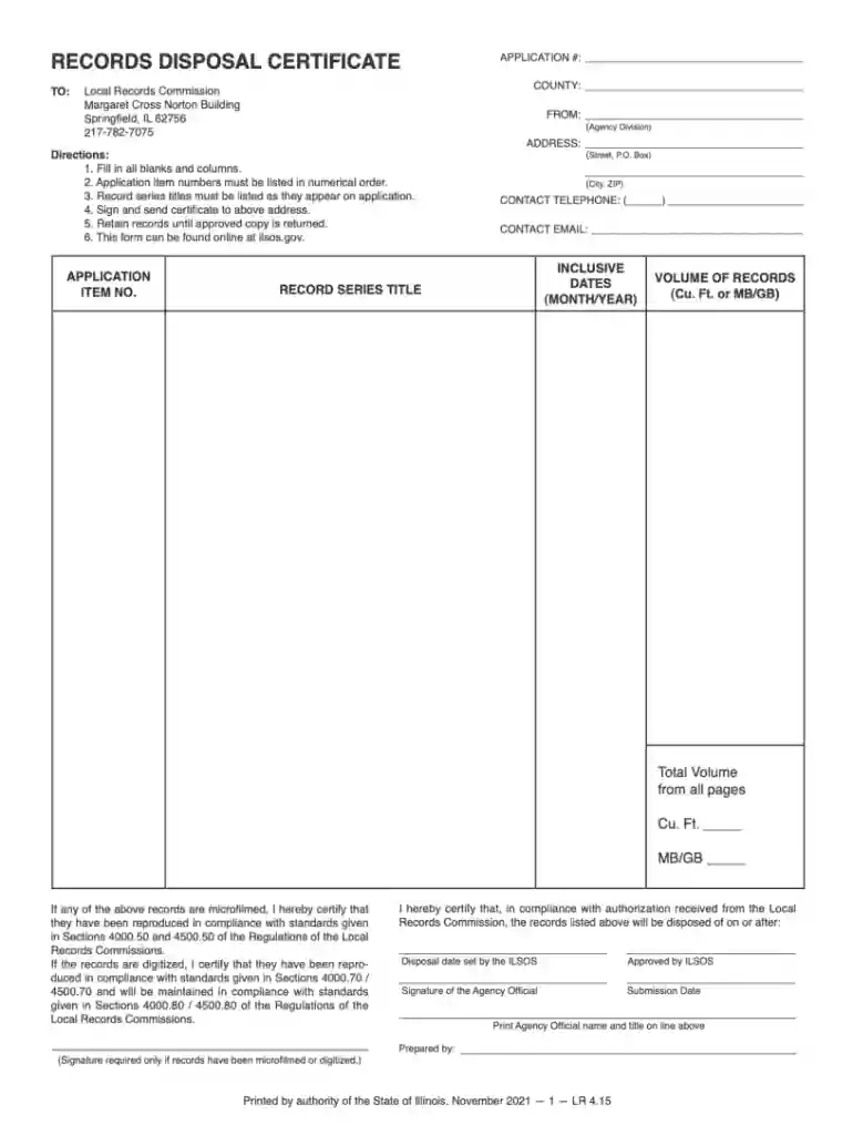 illinois local records disposal Preview on Page 1