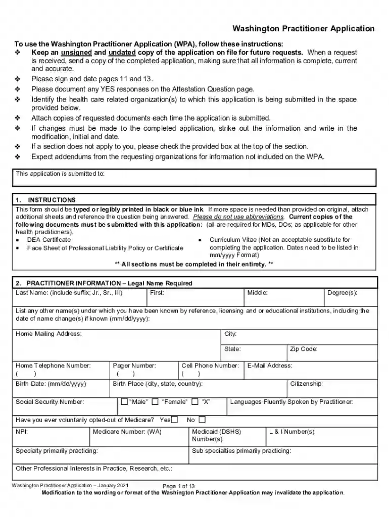 credentialing application applications Preview on Page 1