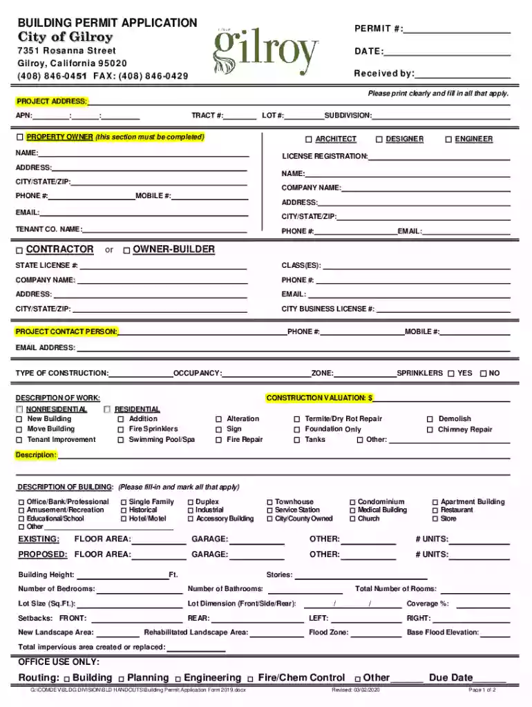 Planning Applications, Permits & Fees - City of Gilroy Preview on Page 1