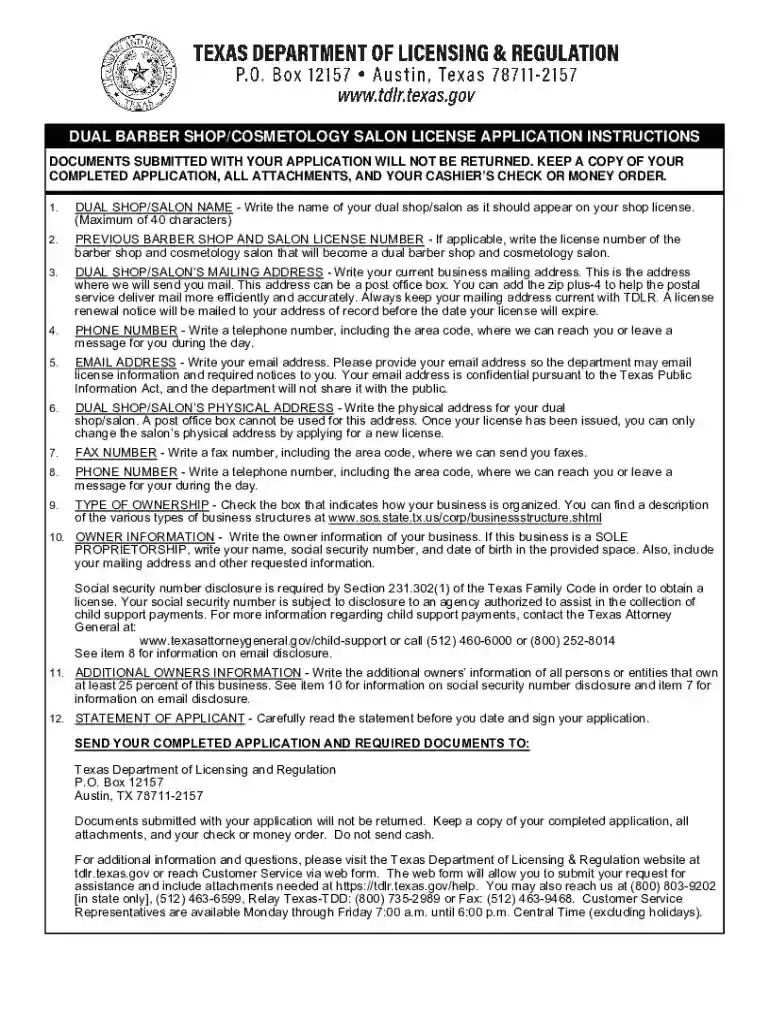 texas barberdual shop license Preview on Page 1