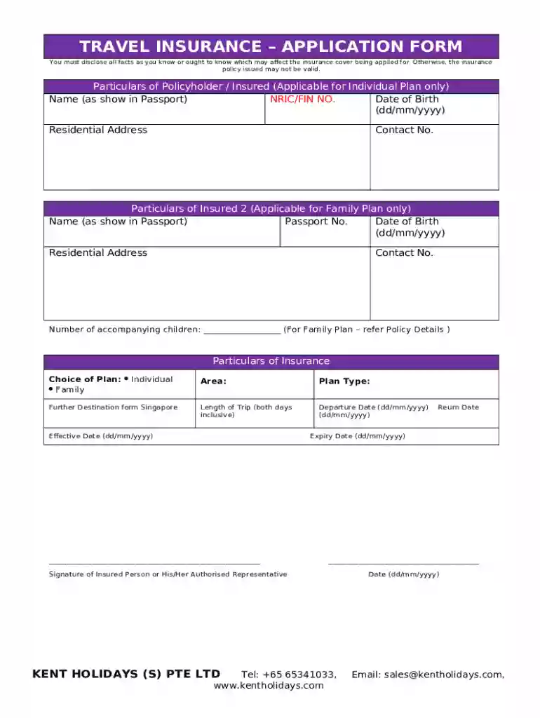 Travel Guard Application Form - Insurance from AIG Singapore Preview on Page 1