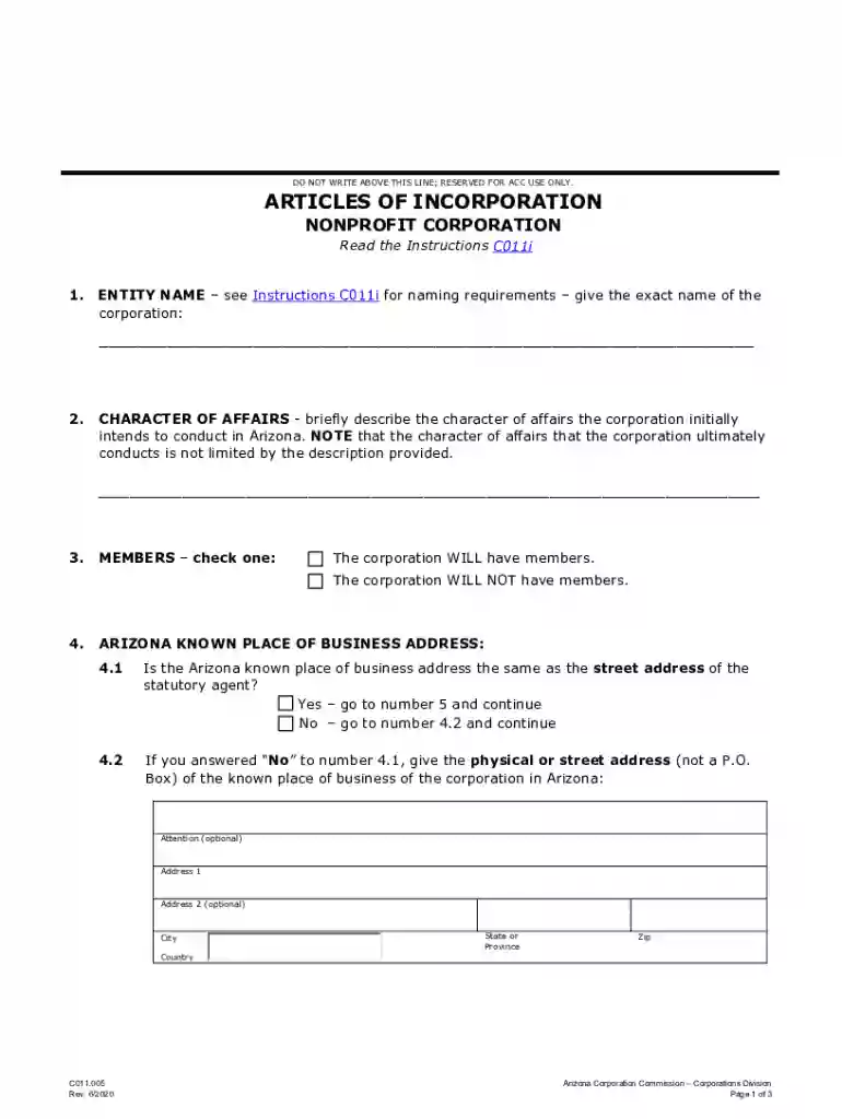 Fillable Online azcc azcc articles of amendment form Fax Preview on Page 1
