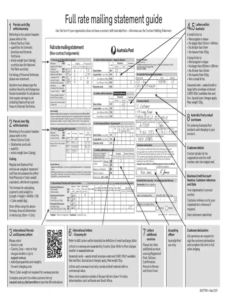 full rate mailing statement guide Preview on Page 1