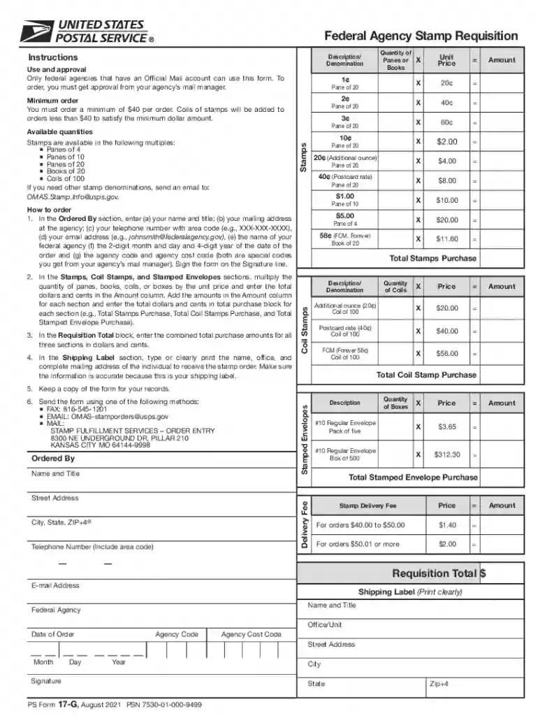 ps form 17 g Preview on Page 1