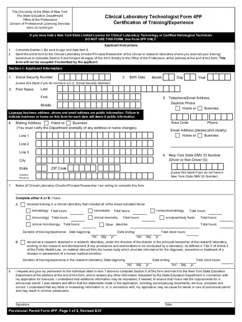 Provisional Permit Application Forms - Office of the Professions Preview on Page 1