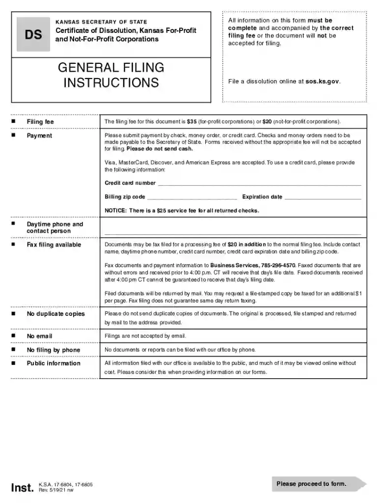 kansas corporation dissolution Preview on Page 1