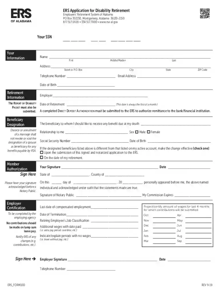 PDF Disability Retirement Application Packet - The Retirement Systems Preview on Page 1
