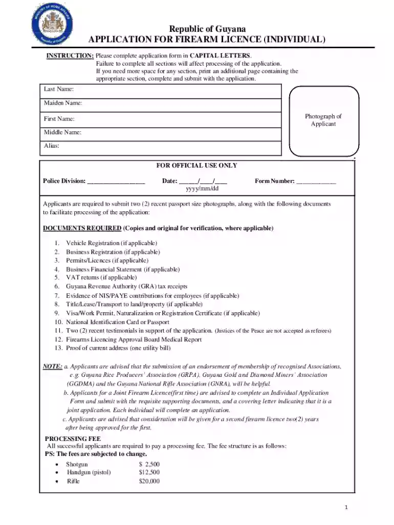 guyana police force application form Preview on Page 1