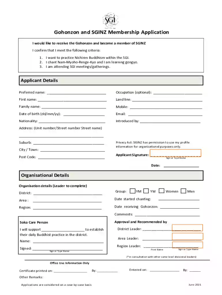 sginz wp-contentuploadsGohonzon and SGINZ Membership Application Preview on Page 1