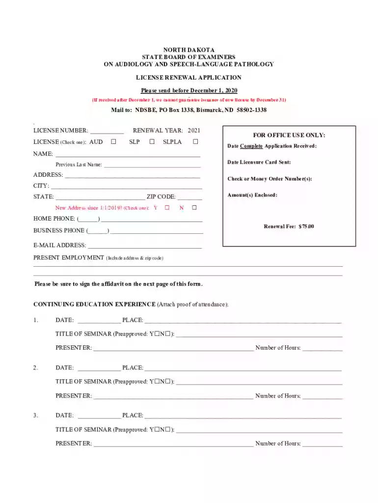 ND State Audiology and Speech Language Pathology Preview on Page 1
