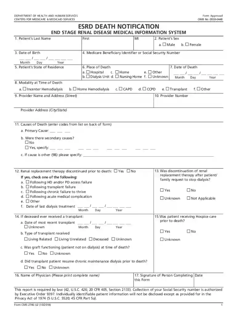 death notification form Preview on Page 1