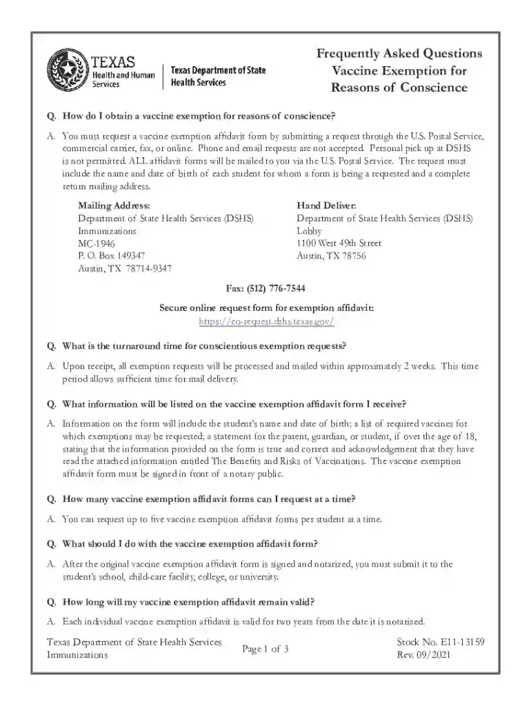 texas vaccine exemption form Preview on Page 1