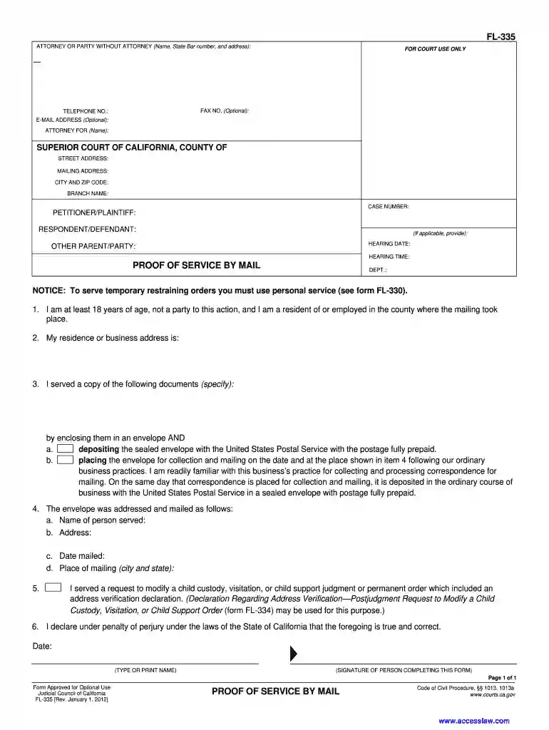 fl 335 form Preview on Page 1