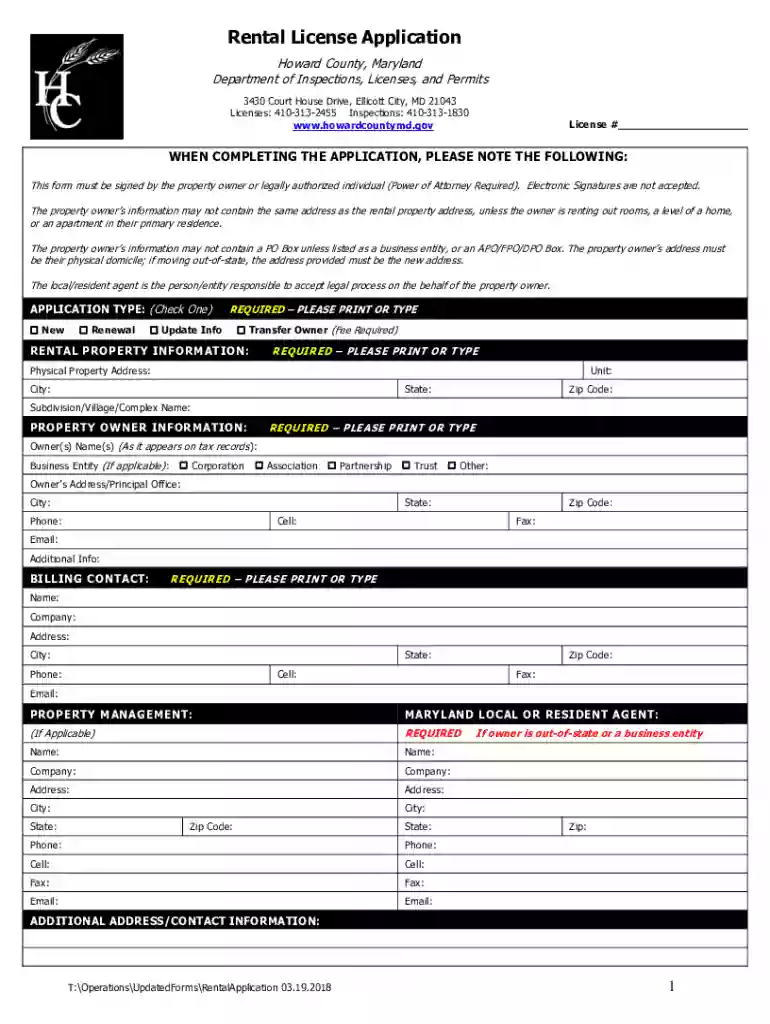 Inspections, Licenses and Permits - Howard County, Maryland Preview on Page 1