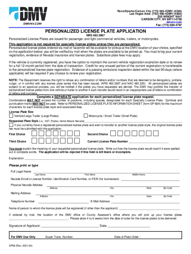 personalized plate form Preview on Page 1