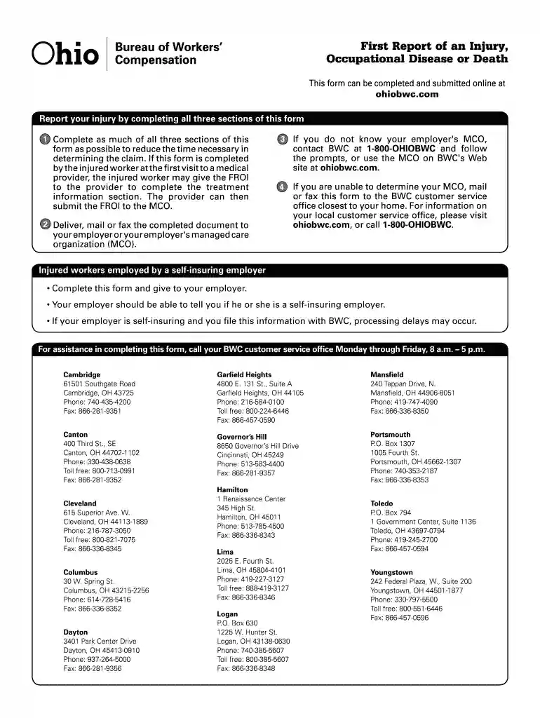 first report of injury form ohio Preview on Page 1