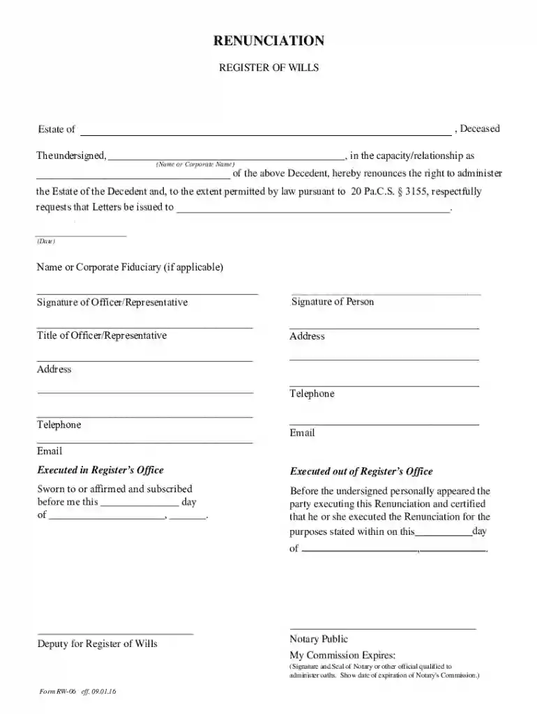 RENUNCIATION - Butler County, Pennsylvania Preview on Page 1
