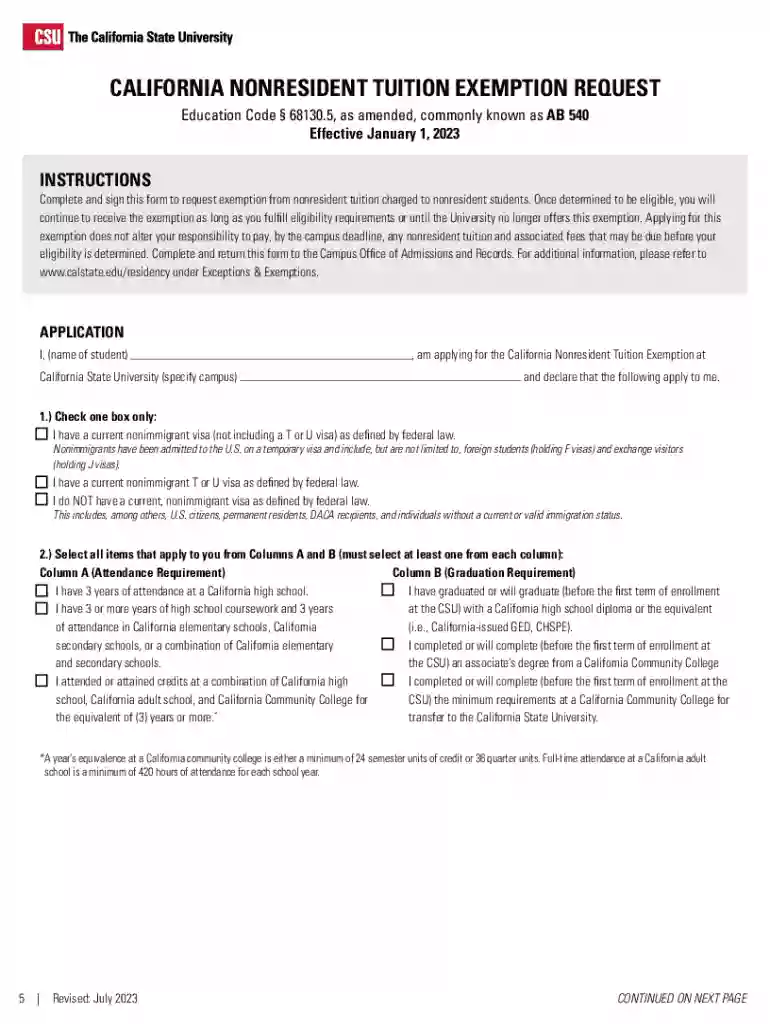 nonresident tuition exemption request Preview on Page 1